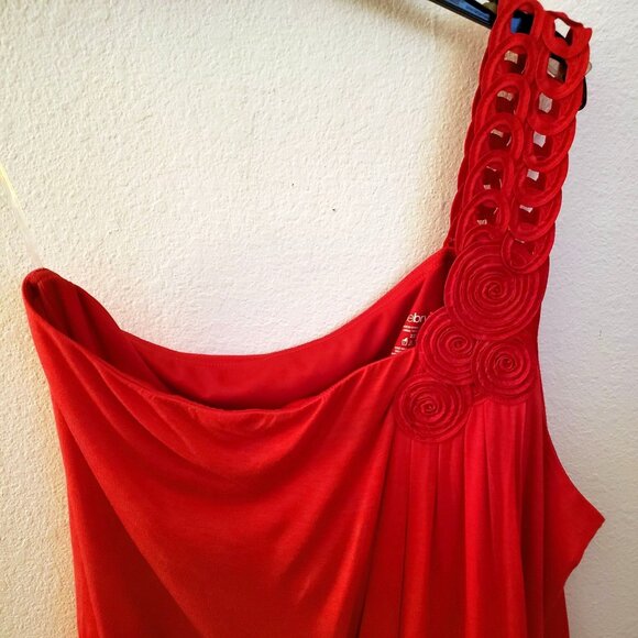 Lane Bryant Red One Shoulder Rayon Blend  Bubble Hem Pullover Top Sz 22/24 EUC - Picture 2 of 7